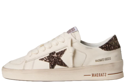 Stardan white leather brown glitter