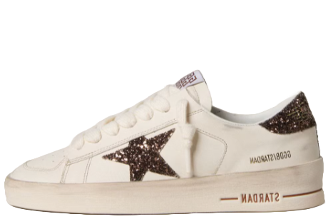 Stardan white leather brown glitter