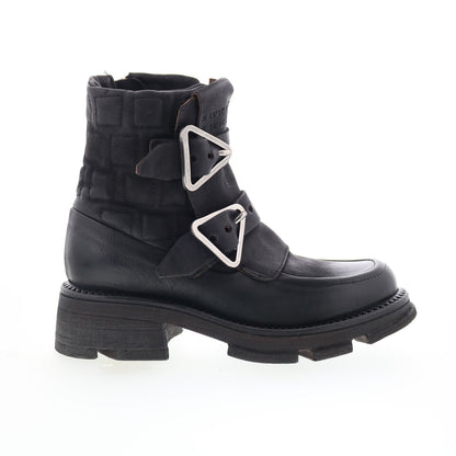Loman Womens Black Leather Zipper Casual Dress Boots