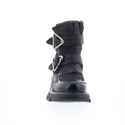 Loman Womens Black Leather Zipper Casual Dress Boots