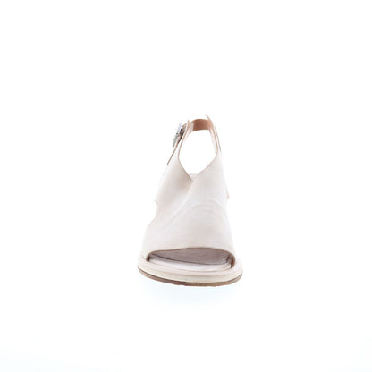 Lucca Womens Beige Leather Hook & Loop Heeled Sandals Shoes