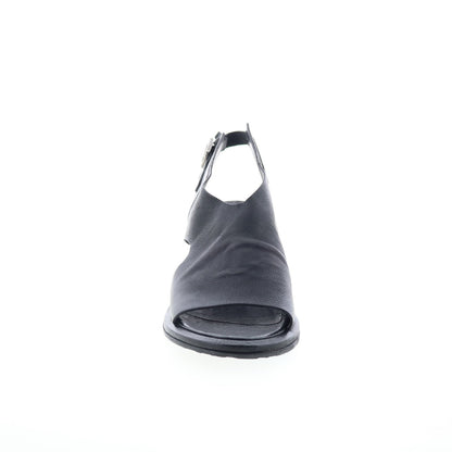 Lucca Womens Black Leather Hook & Loop Heeled Sandals Shoes