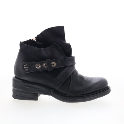 Martina Womens Black Leather Zipper Ankle & Booties Boots