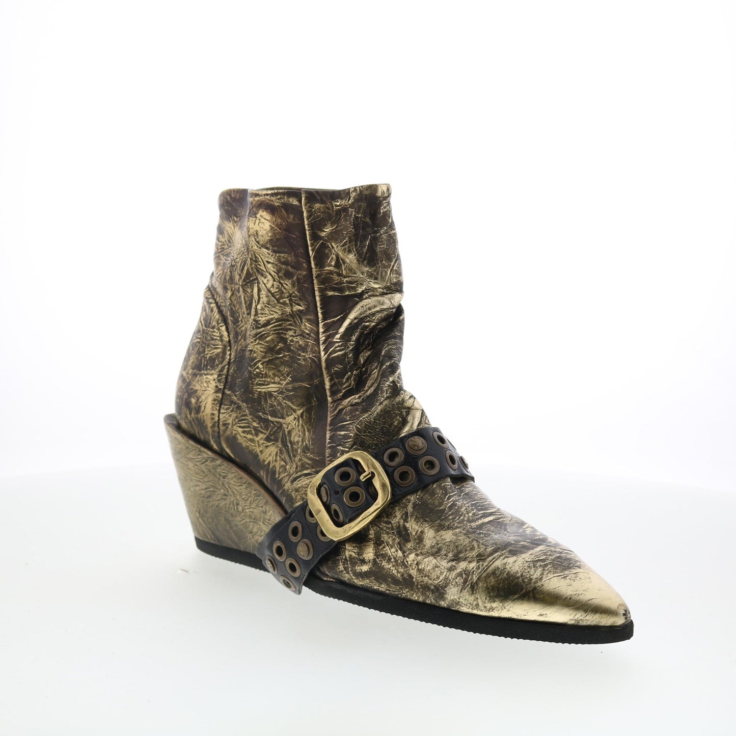 Maxie Womens Gold Leather Zipper Ankle & Booties Boots