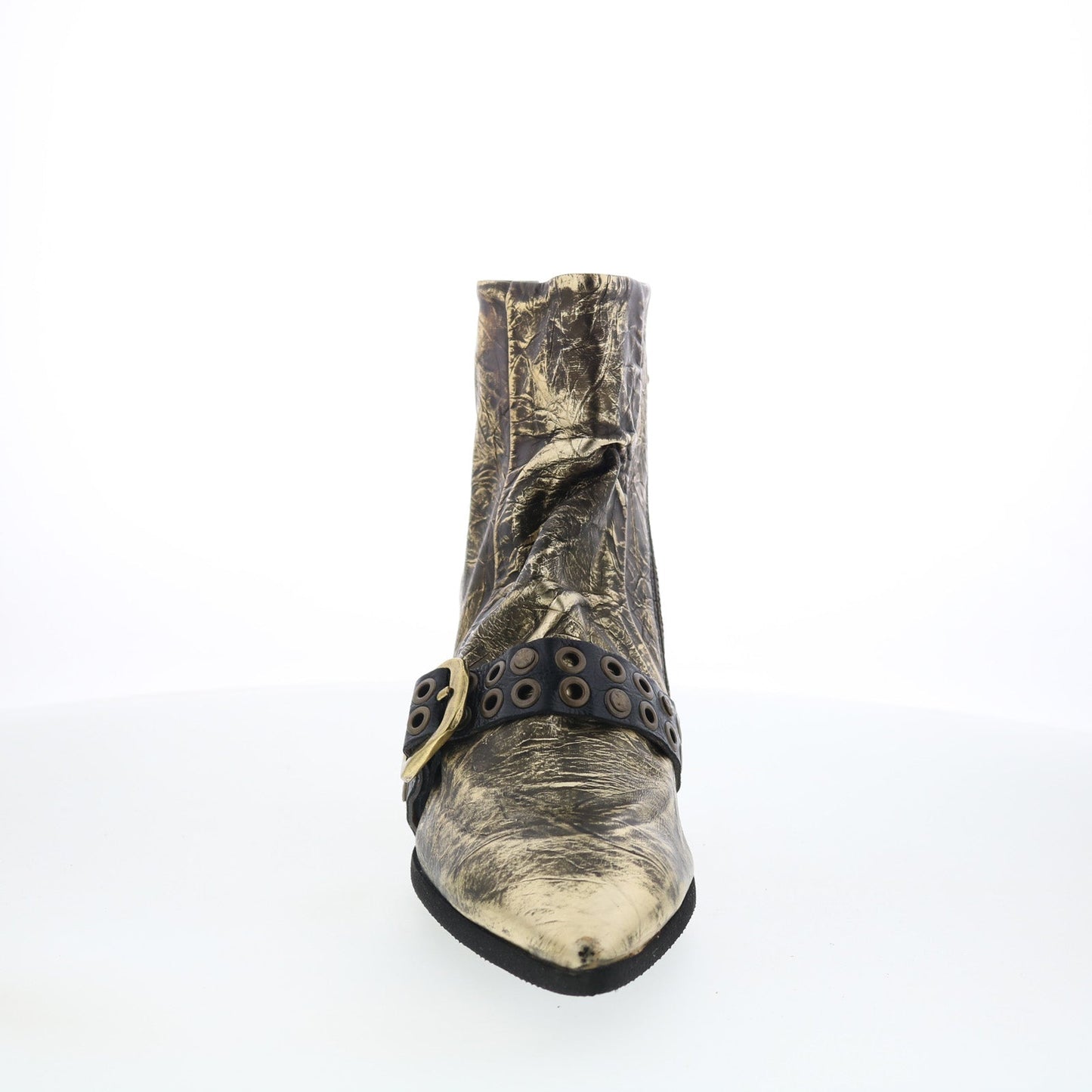 Maxie Womens Gold Leather Zipper Ankle & Booties Boots