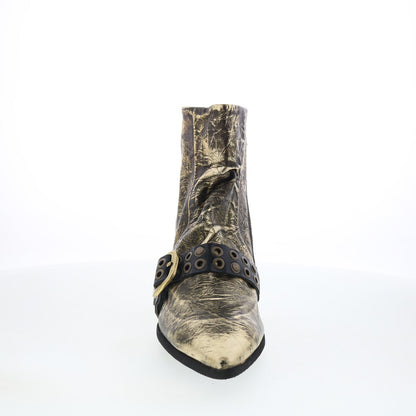 Maxie Womens Gold Leather Zipper Ankle & Booties Boots