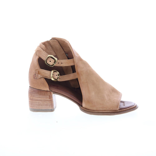 Naldo Womens Brown Leather Zipper Heeled Sandals Shoes