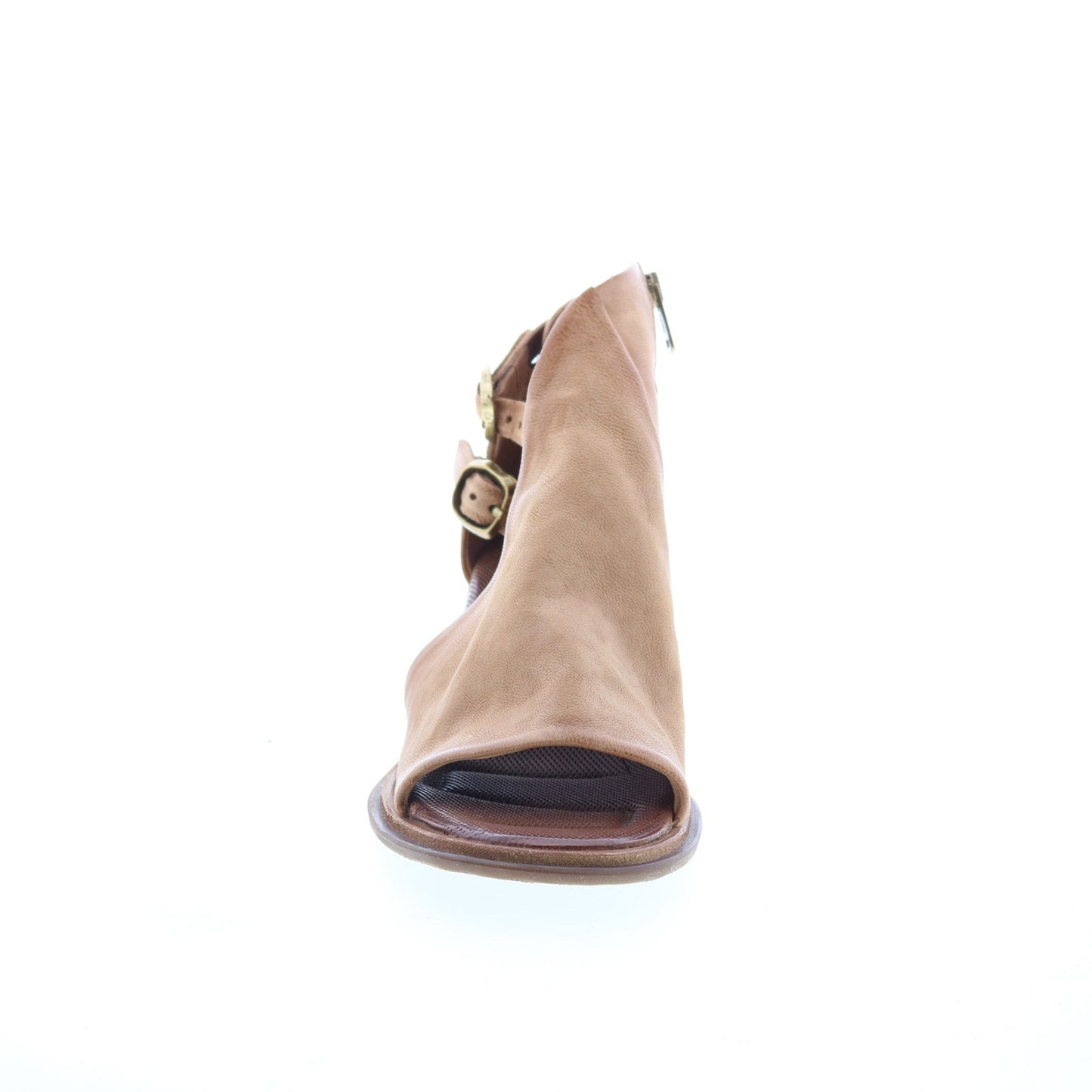 Naldo Womens Brown Leather Zipper Heeled Sandals Shoes