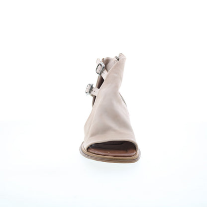 Naldo Womens Beige Leather Zipper Heeled Sandals Shoes