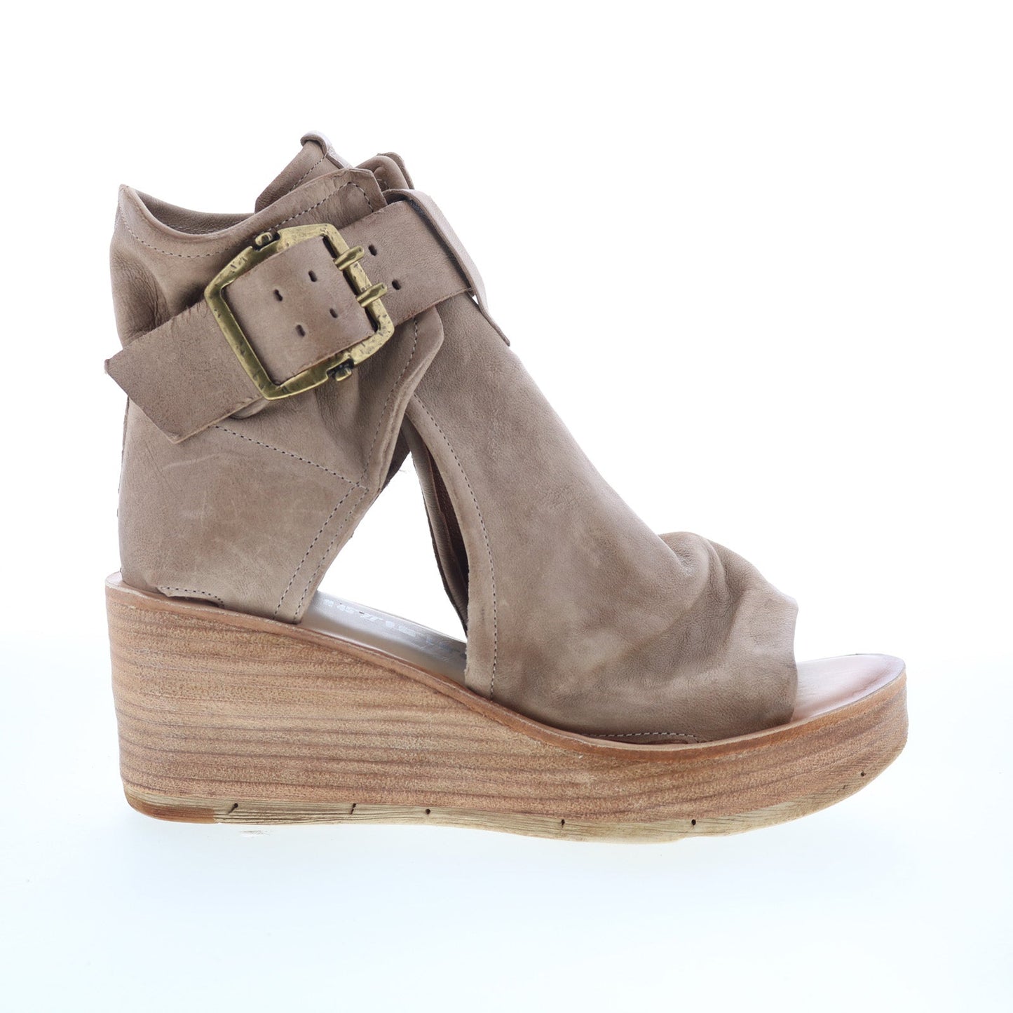 Naya Womens Gray Suede Hook & Loop Wedges Sandals Shoes