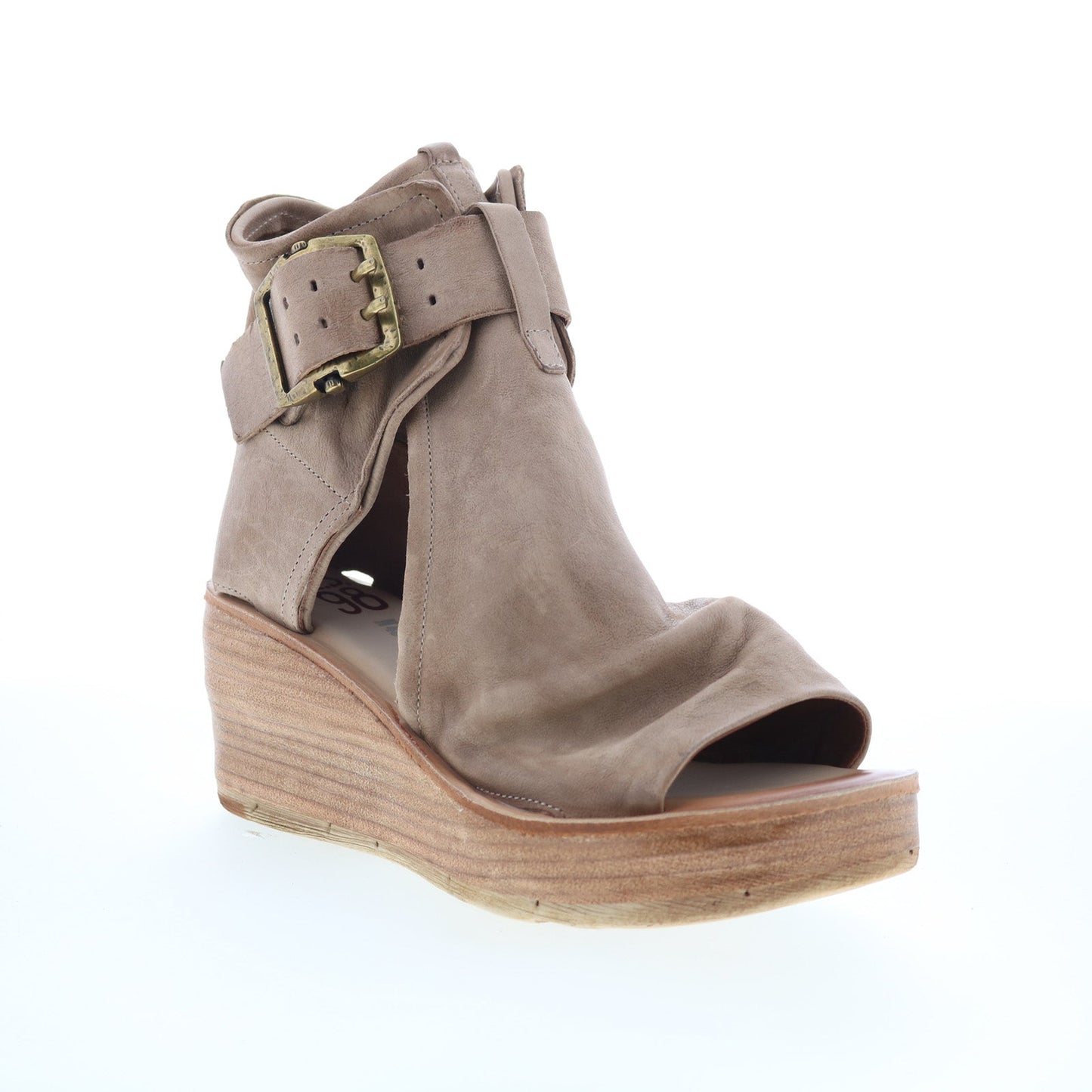 Naya Womens Gray Suede Hook & Loop Wedges Sandals Shoes