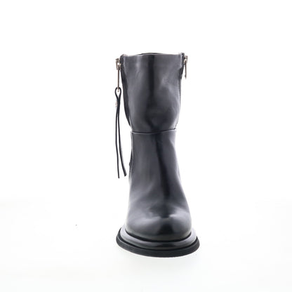 Nelle Womens Black Leather Zipper Casual Dress Boots