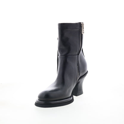 Nelle Womens Black Leather Zipper Casual Dress Boots