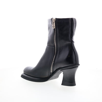 Nelle Womens Black Leather Zipper Casual Dress Boots
