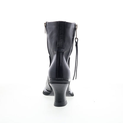 Nelle Womens Black Leather Zipper Casual Dress Boots