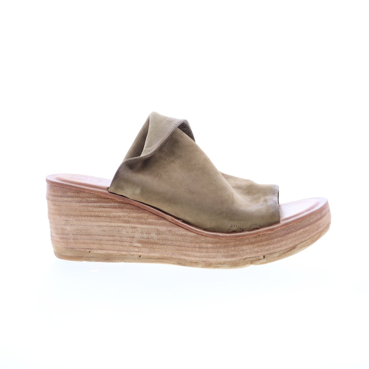 Niels Womens Gray Leather Slip On Wedges Sandals Shoes