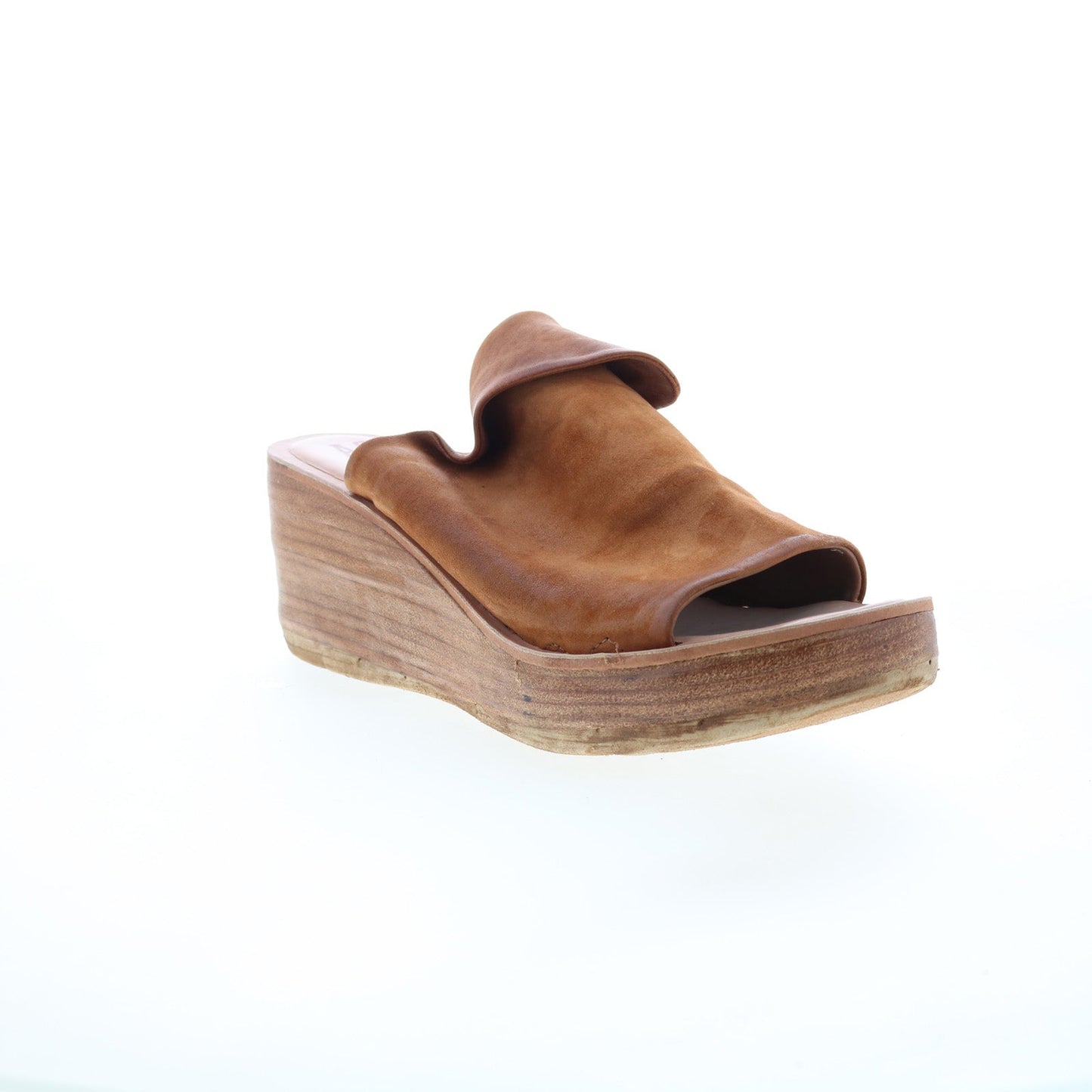 Niels Womens Brown Leather Slip On Wedges Sandals Shoes