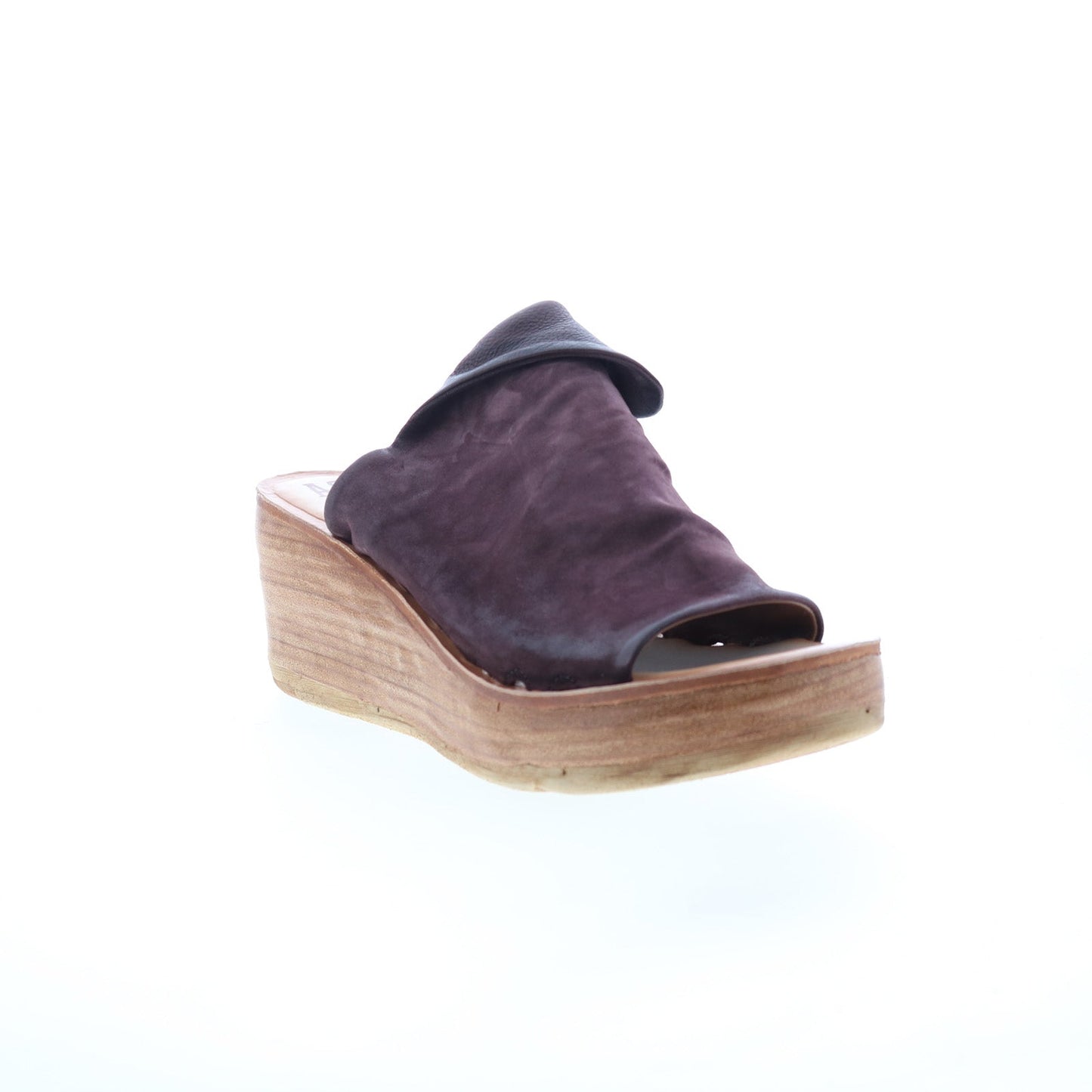 Niels Womens Burgundy Leather Slip On Wedges Sandals Shoes