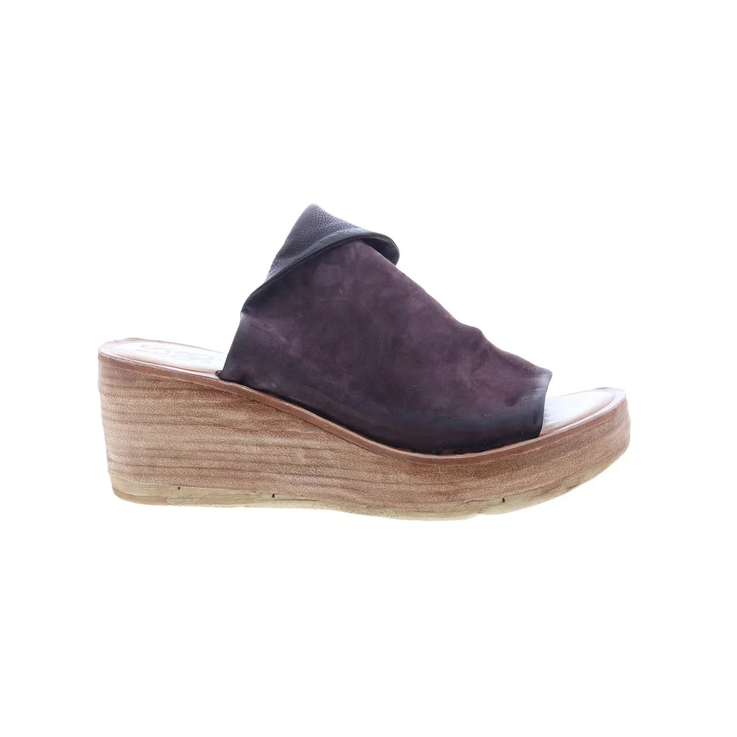 Niels Womens Burgundy Leather Slip On Wedges Sandals Shoes