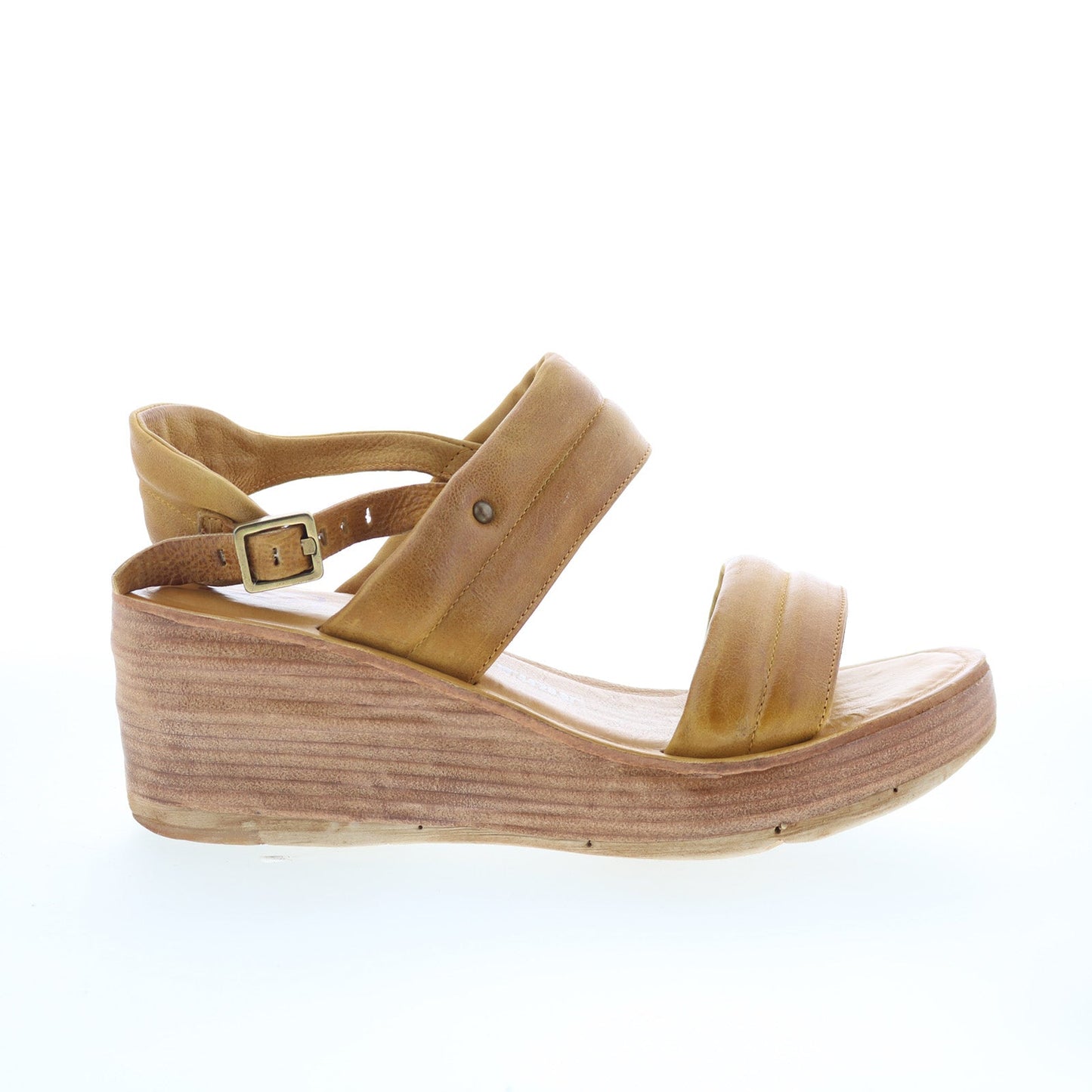 Norward Womens Brown Leather Hook & Loop Wedges Sandals Shoes