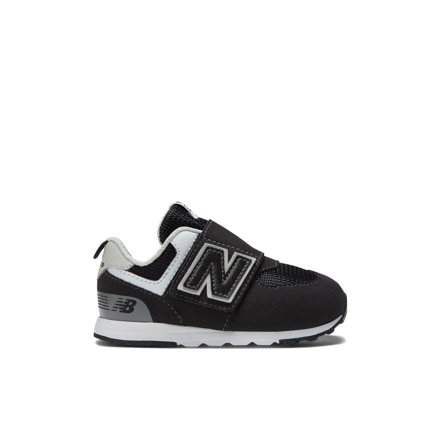 Toddler 574 B Hook & Loop in Black with Silver Metallic