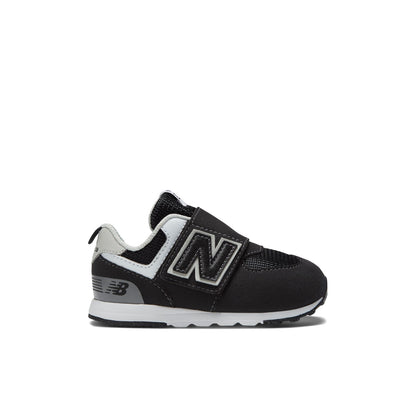 Toddler 574 B Hook & Loop in Black with Silver Metallic