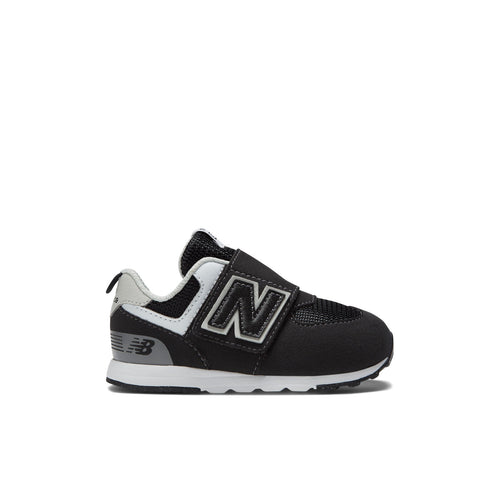 Toddler 574 B Hook & Loop in Black with Silver Metallic