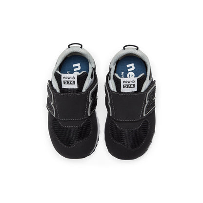 Toddler 574 B Hook & Loop in Black with Silver Metallic