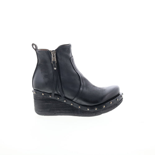 Peers Womens Black Leather Zipper Casual Dress Boots