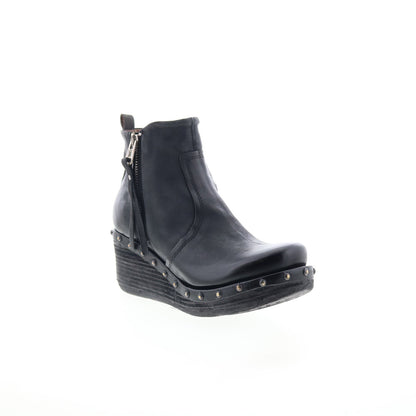Peers Womens Black Leather Zipper Casual Dress Boots