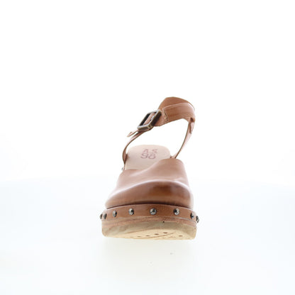Pietro Womens Brown Leather Hook & Loop Wedges Sandals Shoes