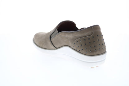 Aetrex Josie CS276 Womens Gray Leather Slip On Loafer Flats Shoes