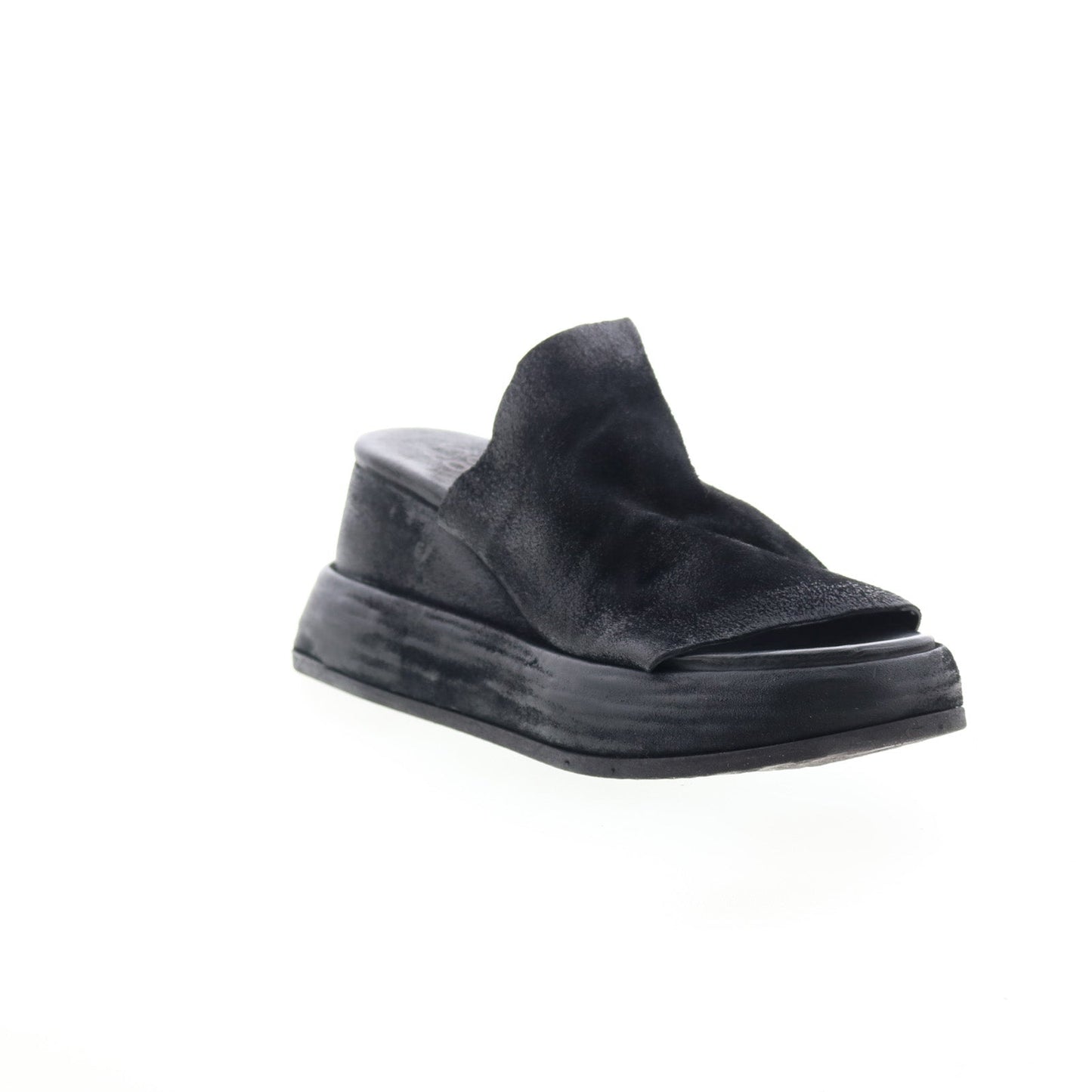 Rafe Womens Black Leather Slip On Platform Sandals Shoes