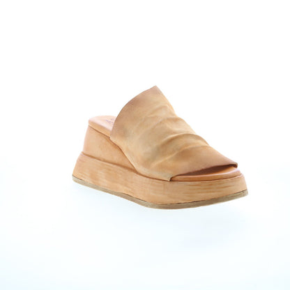 Rafe Womens Brown Leather Slip On Platform Sandals Shoes