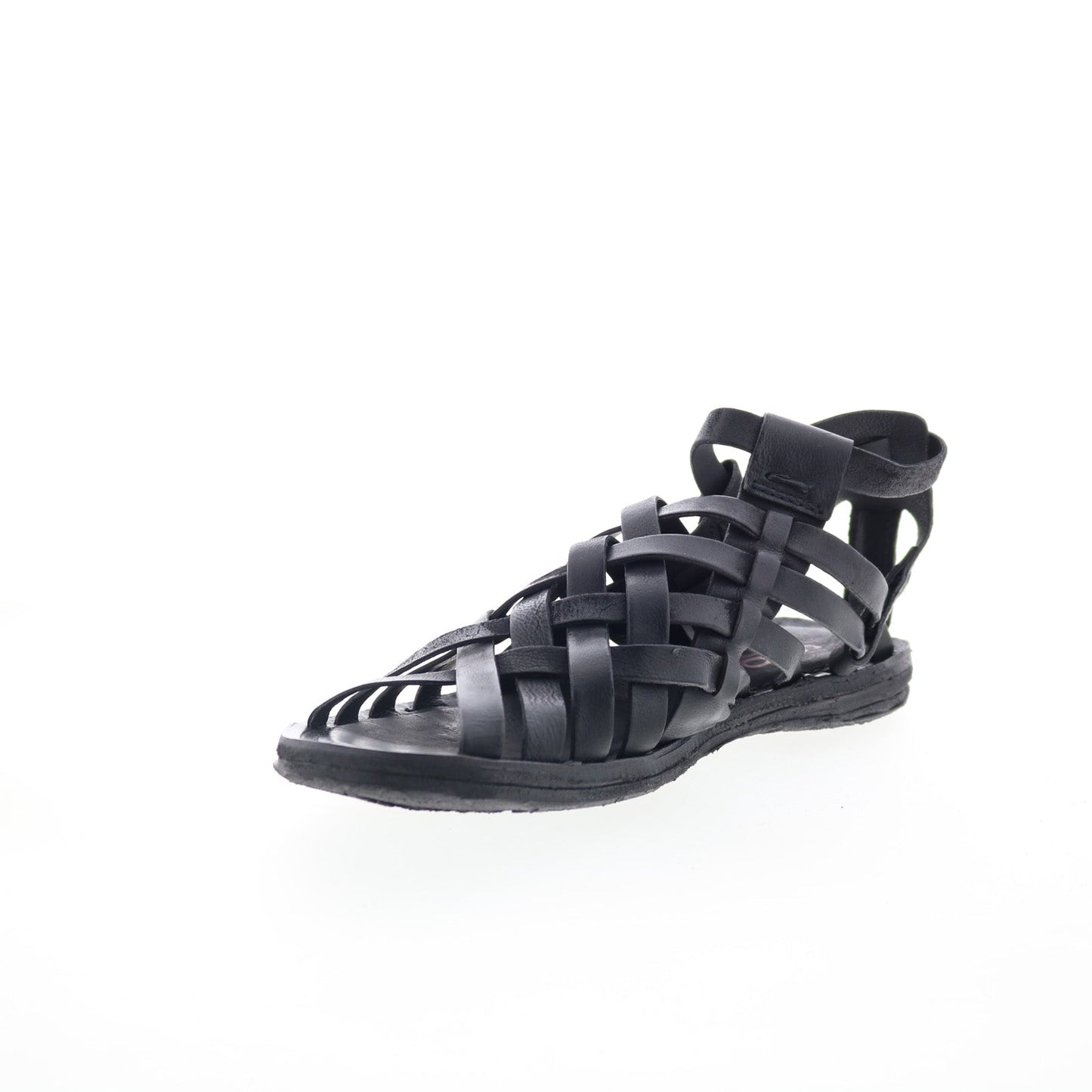 Ralston Womens Black Leather Hook & Loop Strap Sandals Shoes