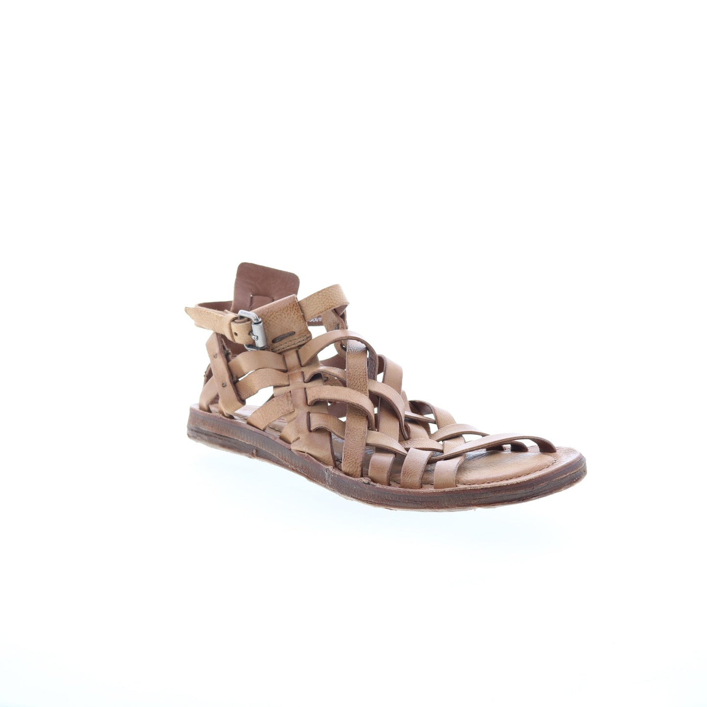 Ralston Womens Brown Leather Hook & Loop Strap Sandals Shoes