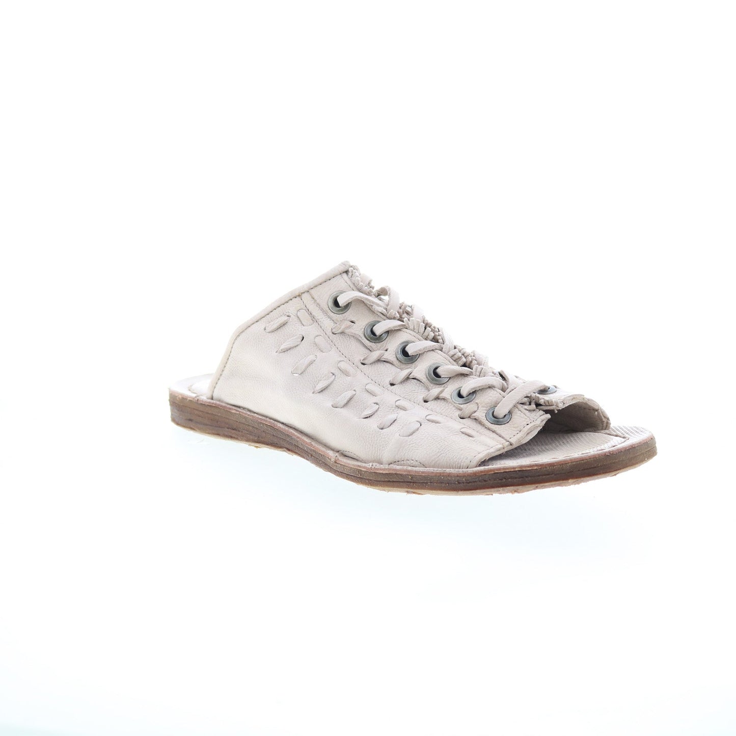 Regis Womens Beige Leather Slip On Slides Sandals Shoes