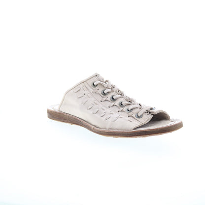 Regis Womens Beige Leather Slip On Slides Sandals Shoes