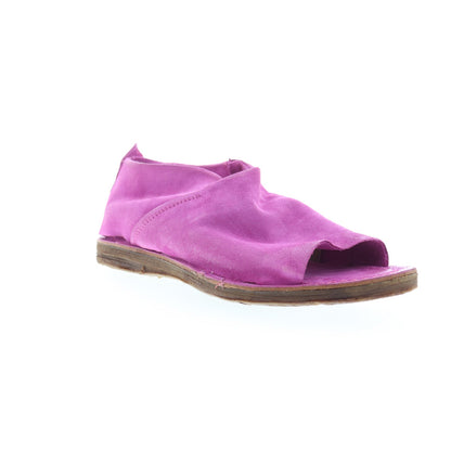 Reiley Womens Purple Leather Slip On Mule Flats Shoes
