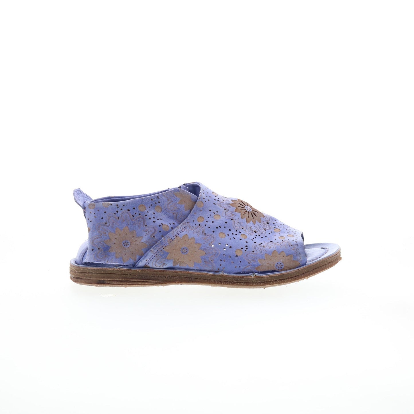 Reiley Floral Womens Purple Leather Slip On Mule Flats Shoes