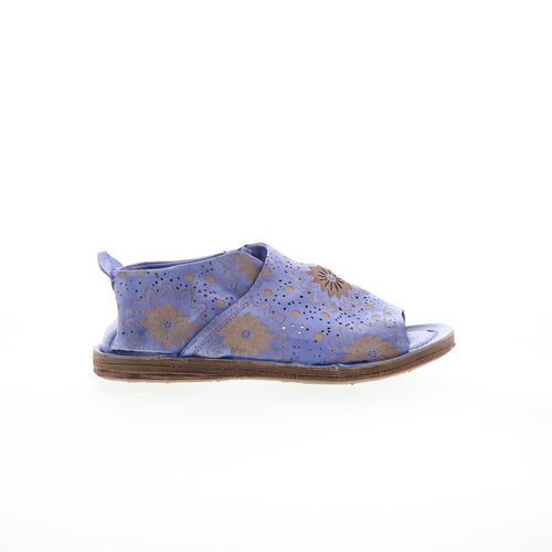 Reiley Floral Womens Purple Leather Slip On Mule Flats Shoes