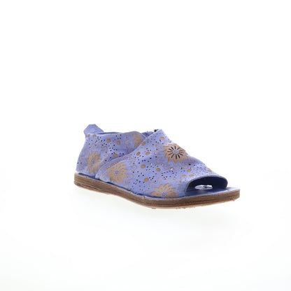 Reiley Floral Womens Purple Leather Slip On Mule Flats Shoes