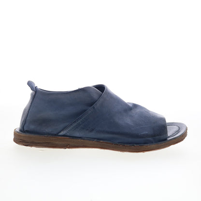 Reiley Womens Blue Leather Slip On Strap Sandals Shoes