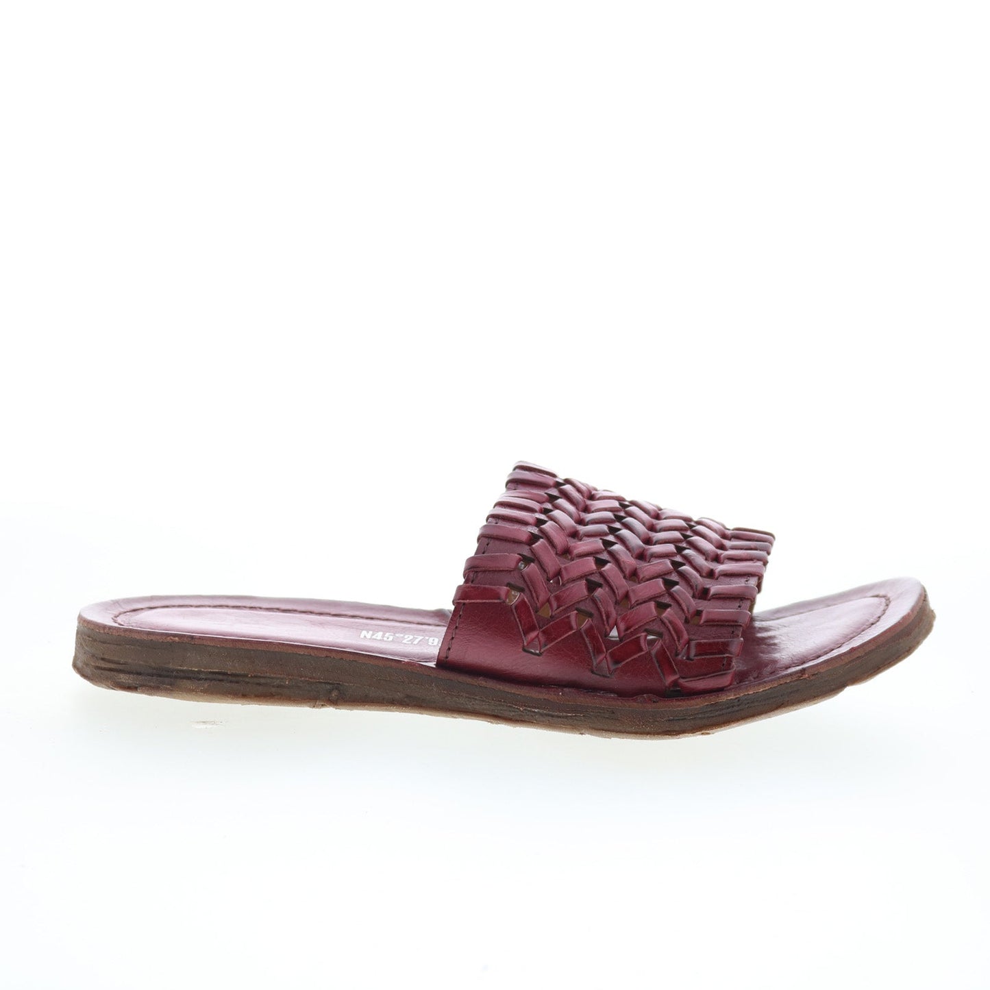 Rex Womens Burgundy Leather Slip On Slides Sandals Shoes