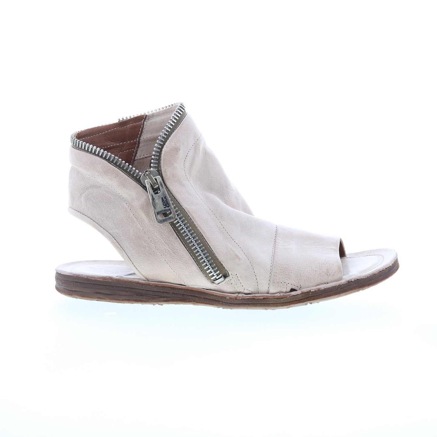 Ritchie Womens Gray Leather Zipper Mule Flats Shoes