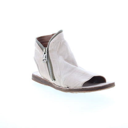 Ritchie Womens Gray Leather Zipper Mule Flats Shoes