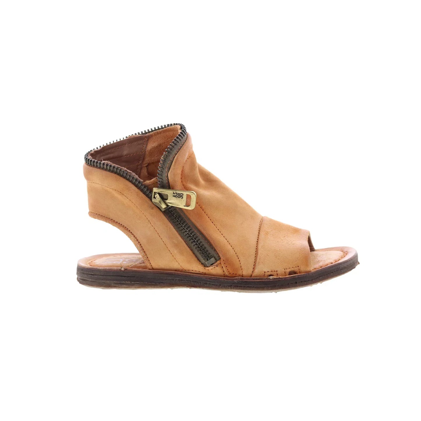 Ritchie Womens Brown Leather Zipper Mule Flats Shoes