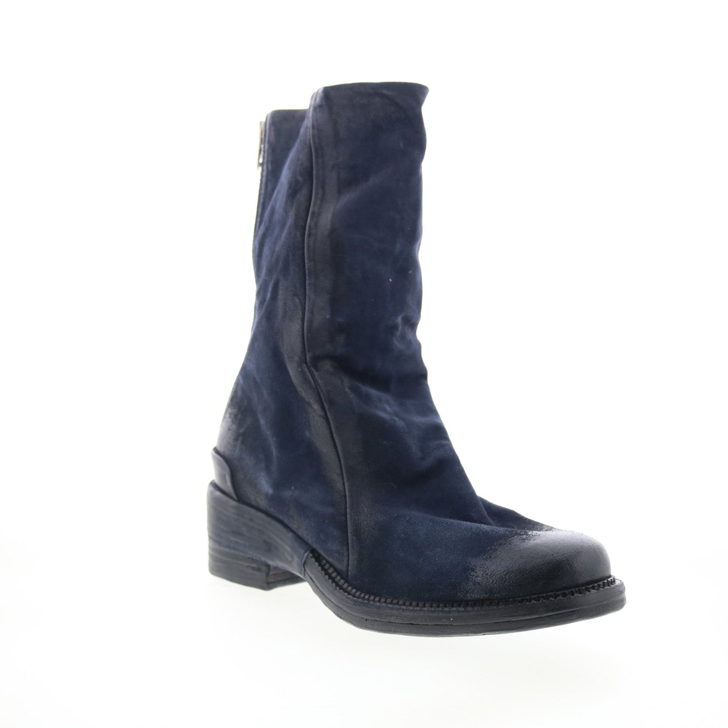 Saddler Womens Blue Leather Zipper Casual Dress Boots