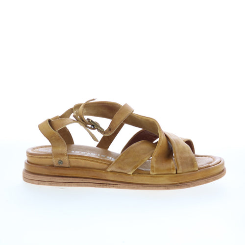 Salvie Womens Brown Leather Hook & Loop Strap Sandals Shoes