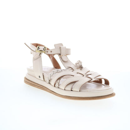 Saul Womens Beige Leather Hook & Loop Strap Sandals Shoes